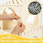 Extra Large Rabbit Hideout, Wooden Bunny Castle with Tunnel and Stair, Rabbit House Tower with Hay Feeder Sturdy Habitat for Guinea Pig Chinchilla Ferret Hamster - Image 5