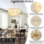 Alabaster Chandelier,D32in Spanish Marble Round Alabaster Chandelier 2 Tiers,Modern Living Room Alabaster Chandeliers, Adjustable Gold Chandeliers for Dining Room,Bedroom,Bathroom,Entryway - Image 4