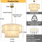 Alabaster Chandelier,D32in Spanish Marble Round Alabaster Chandelier 2 Tiers,Modern Living Room Alabaster Chandeliers, Adjustable Gold Chandeliers for Dining Room,Bedroom,Bathroom,Entryway - Image 5