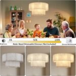 Alabaster Chandelier,D32in Spanish Marble Round Alabaster Chandelier 2 Tiers,Modern Living Room Alabaster Chandeliers, Adjustable Gold Chandeliers for Dining Room,Bedroom,Bathroom,Entryway - Image 8