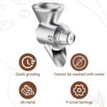 Grain Mill Attachment for KitchenAid Stand Mixer, All Metal 9 Levels Flour Mill for KitchenAid, Suitable for Fully Dried Low-Moisture, Low-Oil Grains, Grain Corn, Millet, Wheat,Sliver - Image 4