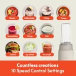 bella 6 Pcs Portable Rocket Blender, Juicer & Smoothie Maker, Press & Twist Design, EverGood™ & BPA Free Dishwasher Safe Parts, 4 Tip Stainless Steel Blade, Cord Wrap, 240 Watt Motor, Oatmilk - Image 6