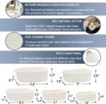 NaturalCozy 5-Piece Rectangle Storage Basket Set- Natural Cotton Rope Woven for Organizing! Small Basket for Montessori, Baby Nursery, Dog Toy Baskets, Cat Toy Box, Bathroom Organization Bin - Image 3