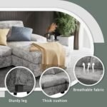 Furniwell Convertible Sectional Sofa Couch, 4 Seat Sofa Set for Living Room U-Shaped Modern Fabric Modular Sofa Sleeper with Double Chaise & Memory Foam (Fabric, Grey) - Image 5
