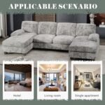 Furniwell Convertible Sectional Sofa Couch, 4 Seat Sofa Set for Living Room U-Shaped Modern Fabric Modular Sofa Sleeper with Double Chaise & Memory Foam (Fabric, Grey) - Image 7
