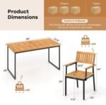 Tangkula 7 Piece Outdoor Dining Set for 6, Acacia Wood Rectangular Dining Table & 6 Armchairs w/Metal Frame, Umbrella Hole, Farmhouse Dining Furniture Set for Garden Porch Poolside Yard - Image 6