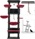 Cat Tree for Indoor Cats Large Adult, 74" Cat Tower for with 3 Big Platforms, 2 Baskets, 2 Condos, Multi-Level Cat Scratching Posts, Black and Red GCT030BR - Image 6