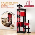 Globlazer Gothic Giant Cat Tree, 83 inch Goth Cat Tree for Indoor Cats Large Adult, XXL Cat Tower with 9 Scratching Posts for 20lb+ Heavy Duty Large Adult Cats, F83, Blood-Goth - Image 8