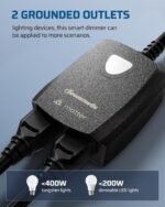 DEWENWILS Wi-Fi Matter Smart Dimmer Plug, Remote Control, 2 Grounded Outlets, Work with Alexa/Google Home, Support 200W Dimmable LED & 400W Tungsten Bulbs, Outdoor Dimmer for String Lights - Image 10