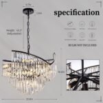 TOCHIC Modern Black Crystal Chandelier for Dining Room, 24" 7-Light Farmhouse Ceiling Light Fixture with Spiral Design, Pendant Light Fixtures for Living Room, Entryway, Foyer, Kitchen Island - Image 4