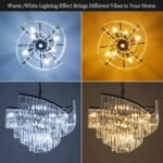 TOCHIC Modern Black Crystal Chandelier for Dining Room, 24" 7-Light Farmhouse Ceiling Light Fixture with Spiral Design, Pendant Light Fixtures for Living Room, Entryway, Foyer, Kitchen Island - Image 5