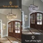 TOCHIC Modern Black Crystal Chandelier for Dining Room, 24" 7-Light Farmhouse Ceiling Light Fixture with Spiral Design, Pendant Light Fixtures for Living Room, Entryway, Foyer, Kitchen Island - Image 6