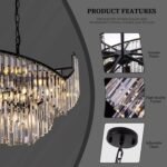 TOCHIC Modern Black Crystal Chandelier for Dining Room, 24" 7-Light Farmhouse Ceiling Light Fixture with Spiral Design, Pendant Light Fixtures for Living Room, Entryway, Foyer, Kitchen Island - Image 7
