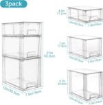 Vtopmart 3 Pack Clear Stackable Storage Drawers,Easy to Assemble Bathroom Organizers and Storage with handles,Plastic Drawers for Kitchen Pantry,Cabinet,Under Sink Organization - Image 4