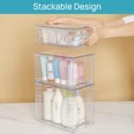 Vtopmart 3 Pack Clear Stackable Storage Drawers,Easy to Assemble Bathroom Organizers and Storage with handles,Plastic Drawers for Kitchen Pantry,Cabinet,Under Sink Organization - Image 9