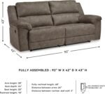 Signature Design by Ashley Laresview Contemporary Faux Leather Manual 2 Seat Reclining Sofa, Gray - Image 4