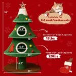 LUCKLIFE 52" Christmas Cat Tree with 2 Cozy Houses,Indoor Modern Cat Tower with Anti-Tip Kit,Plush Perches & Hanging Balls,Holiday Cat Climbing Furniture for Kittens to Play and Sleep - Image 3