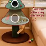 LUCKLIFE 52" Christmas Cat Tree with 2 Cozy Houses,Indoor Modern Cat Tower with Anti-Tip Kit,Plush Perches & Hanging Balls,Holiday Cat Climbing Furniture for Kittens to Play and Sleep - Image 4
