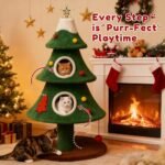LUCKLIFE 52" Christmas Cat Tree with 2 Cozy Houses,Indoor Modern Cat Tower with Anti-Tip Kit,Plush Perches & Hanging Balls,Holiday Cat Climbing Furniture for Kittens to Play and Sleep - Image 5