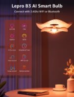 Lepro B3 AI Smart Light Bulbs - 1500LM 100W Equivalent A21 Bulb, WiFi & Bluetooth RGBWW Color Changing, Works with Alexa & Google Assistant, AI Voice Control by App, Music Sync, 2.4GHz Only (2 Pack) - Image 8