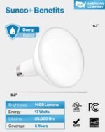 Sunco 6 Pack BR40 LED Light Bulbs, Indoor Flood Lights, Recessed Can Light Bulb, 1400 LM, 17W (100W Equivalent), 2700K Soft White, Dimmable, E26 Base, for Home, Bedroom, Kitchen UL. - Image 7