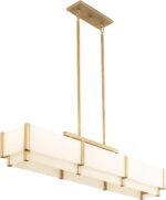 Savoy House 1-2330-5-60 Orleans Vintage Mid-Century Modern Alabaster Linear Chandelier, 5-Light 300 Total Watts, 11" H x 44" L, Distressed Gold - Image 5