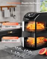12QT Large Double Air Fryer, 10-in-1 Dual Airfryer with 2 Baskets & SyncHeat Tech for Even Cooking, Stacked Compact Design, Smart Finish & Match Cook, PFAS-Free Nonstick, Dishwasher Safe, Black - Image 3