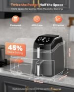 12QT Large Double Air Fryer, 10-in-1 Dual Airfryer with 2 Baskets & SyncHeat Tech for Even Cooking, Stacked Compact Design, Smart Finish & Match Cook, PFAS-Free Nonstick, Dishwasher Safe, Black - Image 5