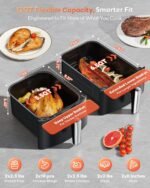 12QT Large Double Air Fryer, 10-in-1 Dual Airfryer with 2 Baskets & SyncHeat Tech for Even Cooking, Stacked Compact Design, Smart Finish & Match Cook, PFAS-Free Nonstick, Dishwasher Safe, Black - Image 6