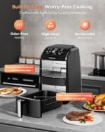 12QT Large Double Air Fryer, 10-in-1 Dual Airfryer with 2 Baskets & SyncHeat Tech for Even Cooking, Stacked Compact Design, Smart Finish & Match Cook, PFAS-Free Nonstick, Dishwasher Safe, Black - Image 7