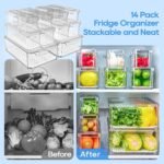 JollyPack 14 Pack Fridge Organizers, Refrigerator Organizer Bins with Lids, BPA Free Stackable Fruit Storage Containers for Fridge, Vegetables, Food and Drinks - Image 5