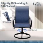 PHI VILLA 9 Piece Outdoor Patio Dining Set, Large Square Metal Dining Table and 8 Outdoor Swivel Dining Chairs, Patio Table and Blue Chair Furniture Dining Set for 8 Person - Image 3