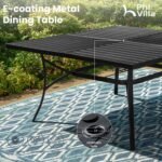 PHI VILLA 9 Piece Outdoor Patio Dining Set, Large Square Metal Dining Table and 8 Outdoor Swivel Dining Chairs, Patio Table and Blue Chair Furniture Dining Set for 8 Person - Image 5