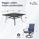 PHI VILLA 9 Piece Outdoor Patio Dining Set, Large Square Metal Dining Table and 8 Outdoor Swivel Dining Chairs, Patio Table and Blue Chair Furniture Dining Set for 8 Person - Image 6