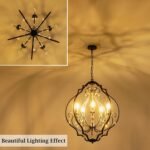 TOCHIC 5 Lights Farmhouse Chandelier, Rustic Orb Chandeliers for Dining Room, Black Crystal Chandelier Light Fixture for Living Room, Bedreoom, Hallway, Nickel, D 27" - Image 5