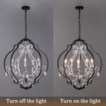 TOCHIC 5 Lights Farmhouse Chandelier, Rustic Orb Chandeliers for Dining Room, Black Crystal Chandelier Light Fixture for Living Room, Bedreoom, Hallway, Nickel, D 27" - Image 10