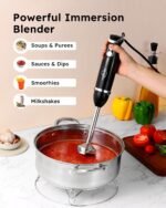 Sangcon Immersion Blender Handheld, 3-in-1 Hand Blender Electric, 400W Handheld Licuadora de mano, Stainless Steel Blade Stick Mixer with Whisk, Milk Frother Attachments - Black - Image 4