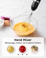 Sangcon Immersion Blender Handheld, 3-in-1 Hand Blender Electric, 400W Handheld Licuadora de mano, Stainless Steel Blade Stick Mixer with Whisk, Milk Frother Attachments - Black - Image 5