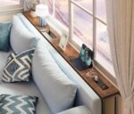 SUPERJARE 78.8 inch Narrow Console Table with Outlet, Sofa Tables, Behind Couch Table, Long Entryway Tables with Charging Station, for Living Room, Rustic Brown - Image 3