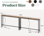SUPERJARE 78.8 inch Narrow Console Table with Outlet, Sofa Tables, Behind Couch Table, Long Entryway Tables with Charging Station, for Living Room, Rustic Brown - Image 4