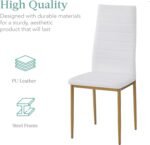 Round Glass Dining Set 5 Pieces Dining Table Chair for Home Kitchen Round Tripod Golden Legs Table with 4 PU Chairs, Contemporary Dining Room Furniture Set for Small Space, Green - Image 6