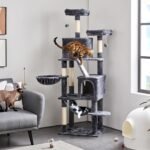 Yaheetech Cat Tree, 71.5in Cat Tower for Indoor Cats, Cat Tree with 2 Cozy Condos, 2 Padded Perches, Scratching Posts & Ramp, Hammock, Cat House Activity Center, Dark Gray - Image 4