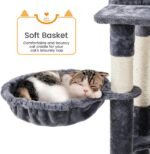 Yaheetech Cat Tree, 71.5in Cat Tower for Indoor Cats, Cat Tree with 2 Cozy Condos, 2 Padded Perches, Scratching Posts & Ramp, Hammock, Cat House Activity Center, Dark Gray - Image 9