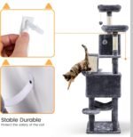 Yaheetech Cat Tree, 71.5in Cat Tower for Indoor Cats, Cat Tree with 2 Cozy Condos, 2 Padded Perches, Scratching Posts & Ramp, Hammock, Cat House Activity Center, Dark Gray - Image 10