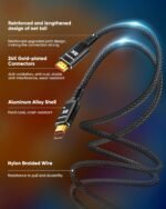 Snowkids Long HDMI Cable 25 ft, 8K 48Gbps Ultra High-Speed HDMI 2.1 Cables Cord, 10K 8K@60Hz, 4K@120Hz Compatible for TV/Laptop/Monitor/PS-5/X-box/Projector/Entertainment, Sound System & More - Image 4