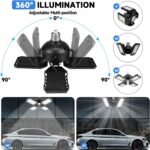 LED Garage Lights 4 Pack -120W, 12000LM 6500K Led Shop Light with 4+1 Deformable Panels, Basement Barn Light Garages Ceiling Lights, E26/E27 for Garage, Warehouse, Shop - Image 3