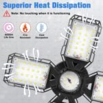 LED Garage Lights 4 Pack -120W, 12000LM 6500K Led Shop Light with 4+1 Deformable Panels, Basement Barn Light Garages Ceiling Lights, E26/E27 for Garage, Warehouse, Shop - Image 5
