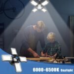 LED Garage Lights 4 Pack -120W, 12000LM 6500K Led Shop Light with 4+1 Deformable Panels, Basement Barn Light Garages Ceiling Lights, E26/E27 for Garage, Warehouse, Shop - Image 7