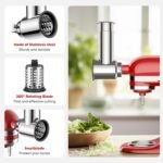 Meat Grinder & Stainless Steel Slicer Shredder Attachment for Kitchenaid Stand Mixer - Sausage Stuffer, Food Slicer, Shredder, Cheese Grater & Salad Maker by Cofun - Image 6
