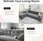 Sectional Couch Covers, 2 Pieces Chenille Sofa Cover L Shaped Couch Cover Blanket for Dogs Washable Sofa Slipcovers Pet Furniture Protector (X-Large: 71" x 110" + 71" x 118", Dark Gray) - Image 5